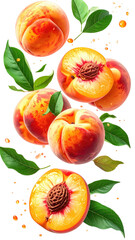 Ripe peaches in a vibrant display