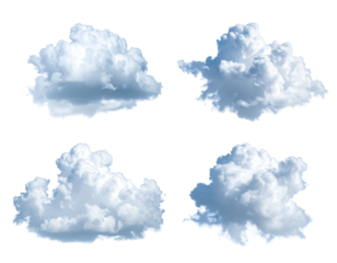 Four stylized cloud shapes