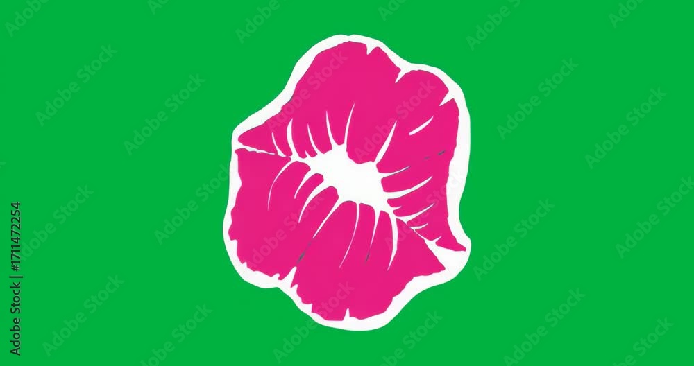 Poster pink shape appearing, disk forming, ring rippling and morphing on transparent bg for transformation