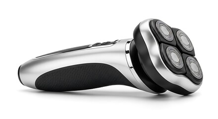 Silver and Black Electric Shaver Closeup.