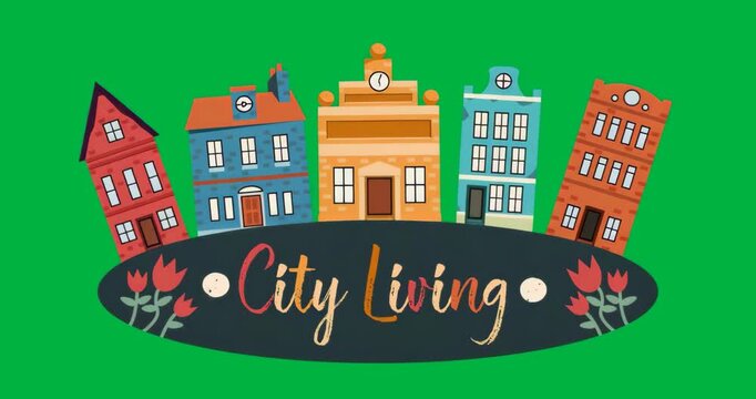 On start City Living vector emitting blue glow on transparent background, pulsing to draw attention