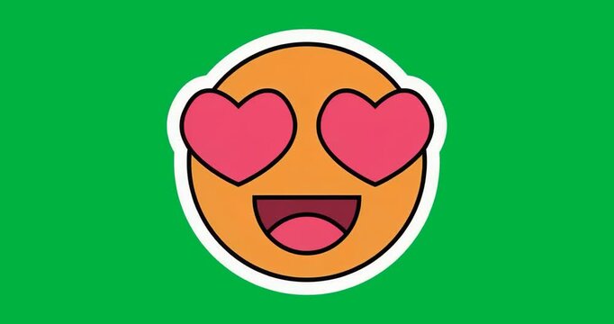 Heart-eyes emoji appearing on transparent background and flickering blue glow conveying affection