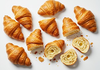 Fototapeta premium Freshly Made Croissants on White Background 