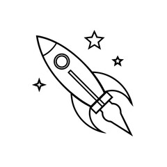 Illustration of a rocket ship with stars on transparent background