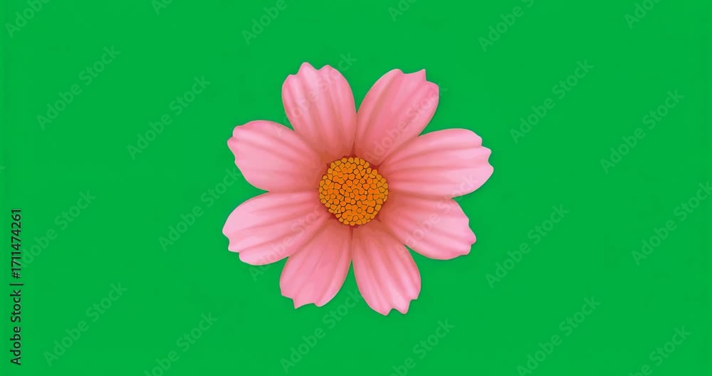 Poster at start pink flower rotating clockwise over transparent mosaic backdrop visualizing rotation