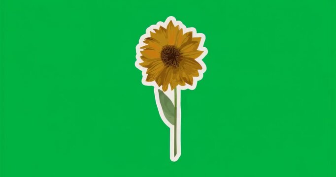Orange sticker flower remaining centered on transparent background with blue texture pixel shifting