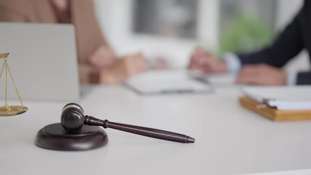 Legal Professional Discussion Gavel Justice Scales Meeting Law Office Lawyer Consultant Client Advice