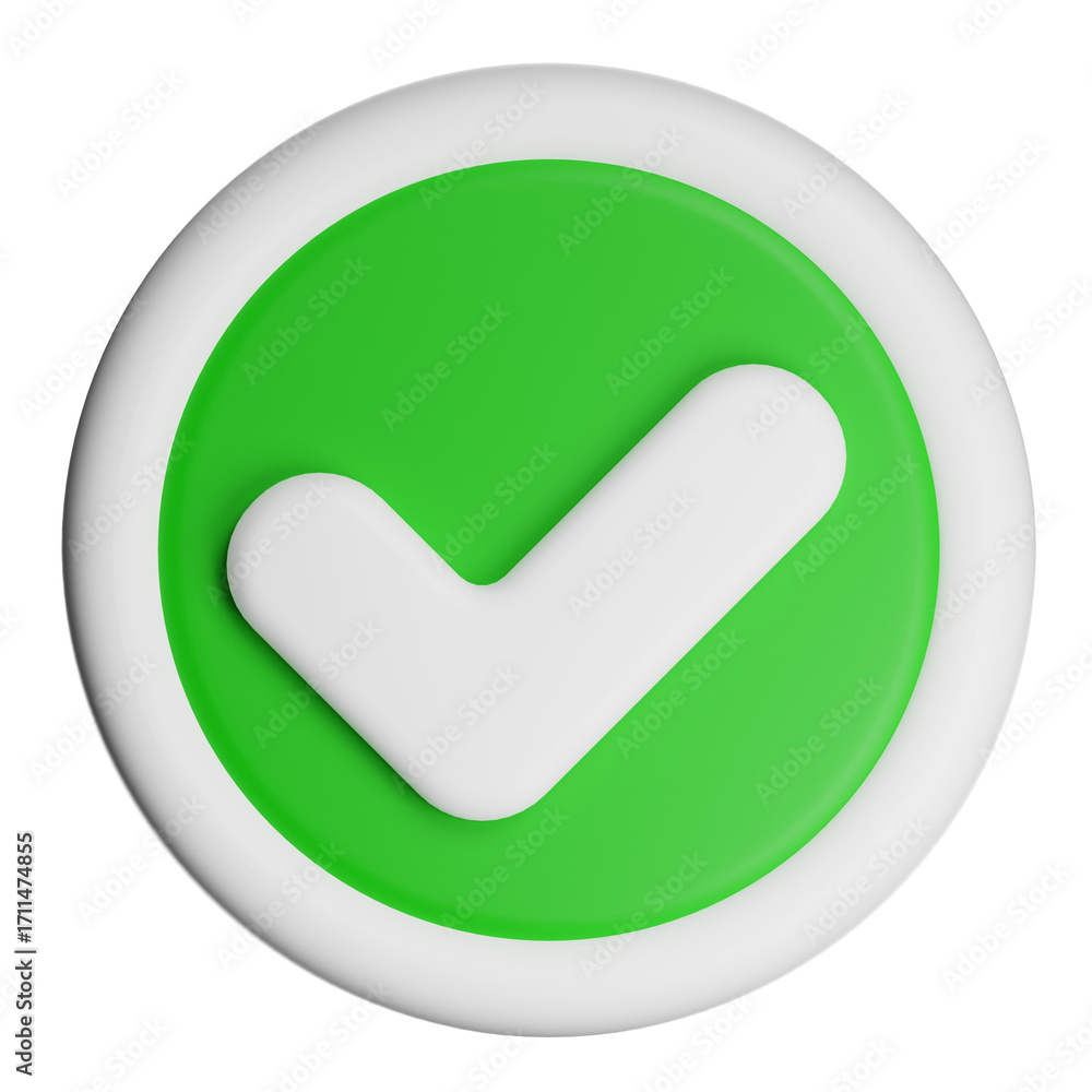 Poster 3d check mark symbol representing validation on transparent background