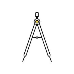 Illustration of a geometric drawing compass on transparent background