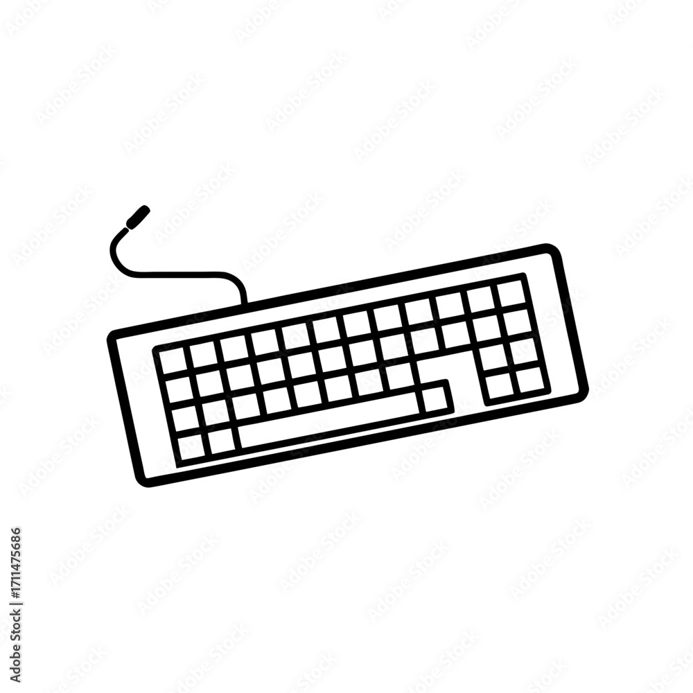 Fototapete outline drawing of a computer keyboard tool on transparent background