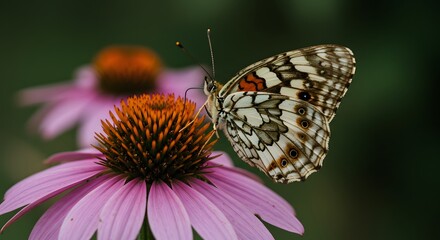 Butterfly on purple flower