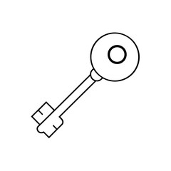 Illustration of a simple outline key design on transparent background