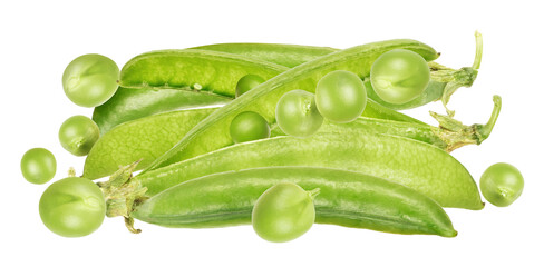 fresh green peas and pea pods