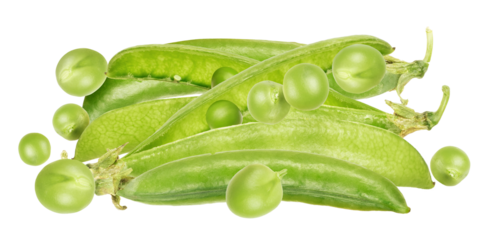 fresh green peas and pea pods