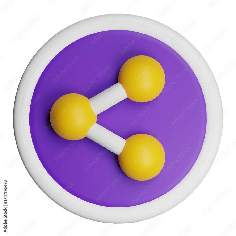Poster 3d share icon representing connection and sharing on transparent background