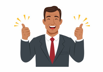 Businessman Showing Thumbs Up Vector Flat 2D Illustration