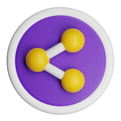 3d share icon representing connection and sharing on transparent background