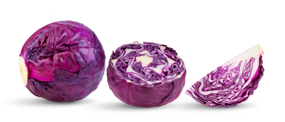 Red cabbage  isolated on transparent png (Image from camera)