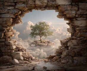 Tree Growing Through a Stone Wall