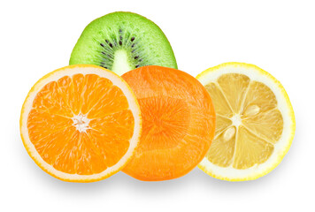 arrangement of fresh fruit slices, vibrant and colorful mix