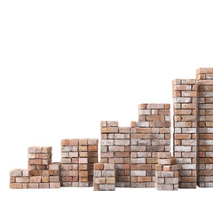 Tan brick wall section, uneven layers