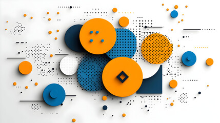 Abstract 3D Background with Orange and Blue Circles