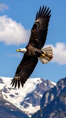 Fototapeta premium Majestic eagle soaring above mountains