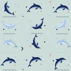 Fototapeta premium seamless pattern with dolphins