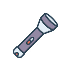 Color illustration icon for flashlight