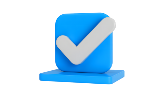 Modern 3D Checkmark Icon Symbolizing Approval, Success, and Validation