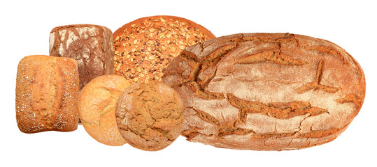 variety of freshly baked rustic breads on display