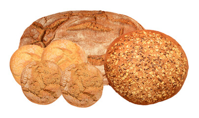 selection of freshly baked breads for meal