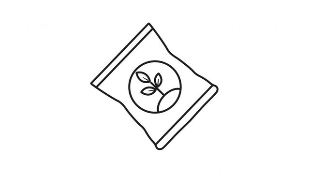 Fertilizer line animation. Fertilizer line animation featuring a seed packet and plant logo, ideal for agriculture, gardening, farming, and environmental presentations.