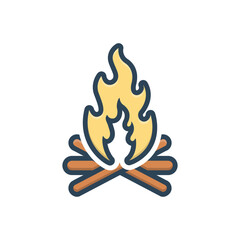 Color illustration icon for bonfire