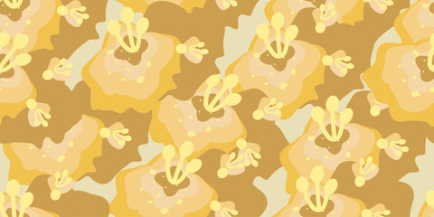 Trendy exotic hand drawn flowers seamless pattern. Floral background for textile, wallpaper, banner, covers, surface, printing and home decor. Flower vector illustration.