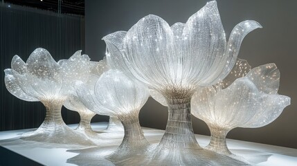 Beautiful large dandelions of transparent material
