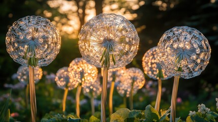 Beautiful large dandelions of transparent material