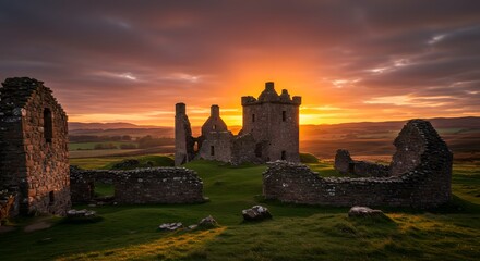 Obraz premium Ruined castle sunrise