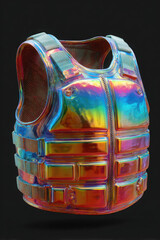 Holographic protective vest with zipper and adjustable straps