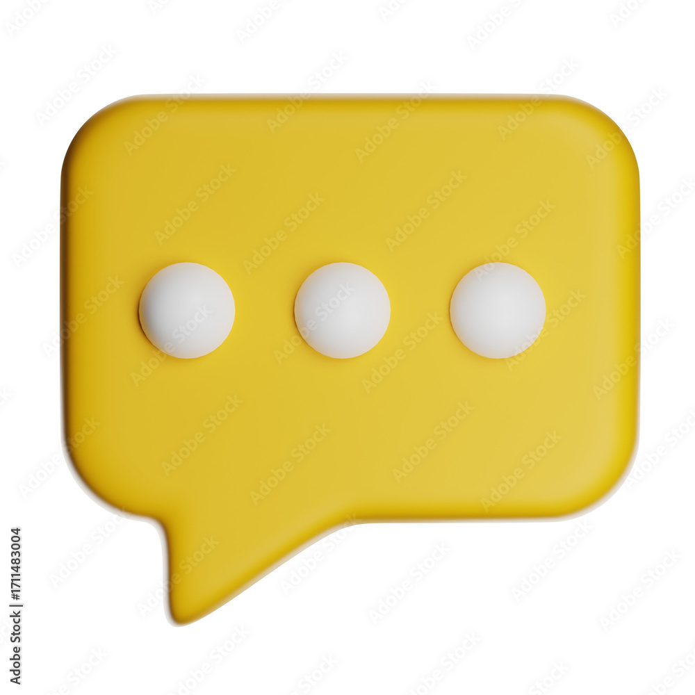 Poster yellow speech bubble showing typing status on transparent background