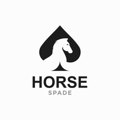horse and spade in negative space logo