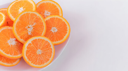 orange on white plate with minimal styling and overhead top view