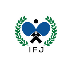 IFJ Table Tennis Company logo. IFJ Ping Pong Sports paddle logo design for entrepreneur and business. IFJ Branding Design best icon.
