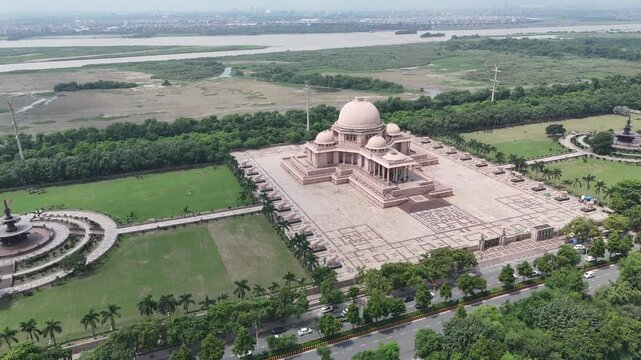 Aerial view of Dr. Bhim Rao Ambedkar park created by BSP leader Miss Mayawati in Noida, Uttar Pradesh