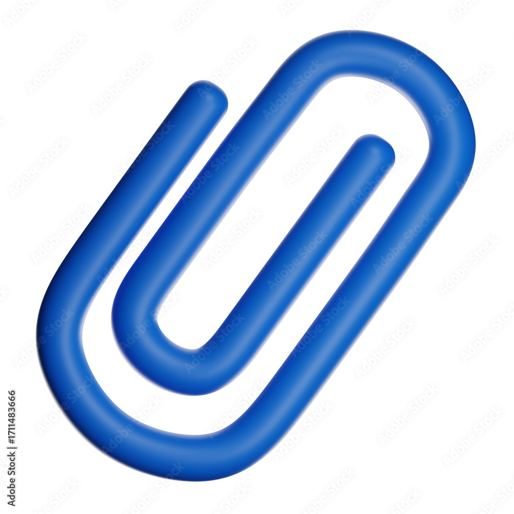Poster blue paperclip icon with transparent background representing attachment