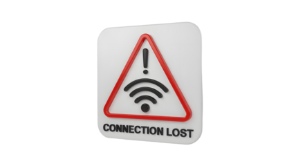 Alert signal displaying connection lost with exclamation point and WiFi icon
