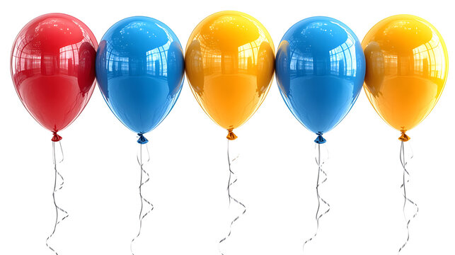 Vibrant 3D Balloons Illustration: Red, Blue, Yellow Party Decor