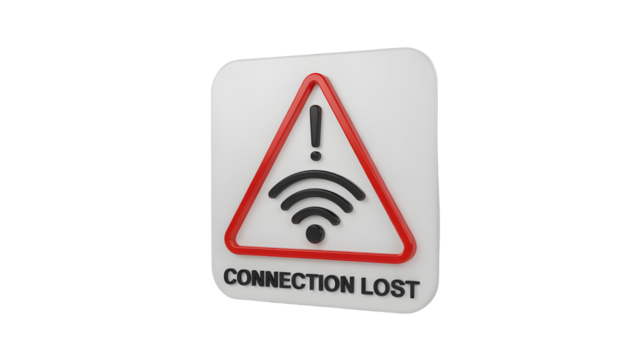 Alert signal displaying connection lost with exclamation point and WiFi icon