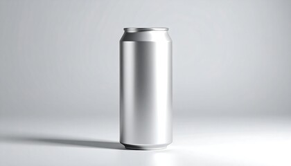 Silver matte soda can mockup