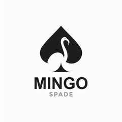 flamingo and spade in negative space logo